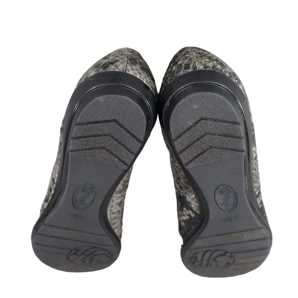 EuroSoft Shoes Womens 8.5 Flats Fashion Ballet Beverly Dark Grey Snake Career